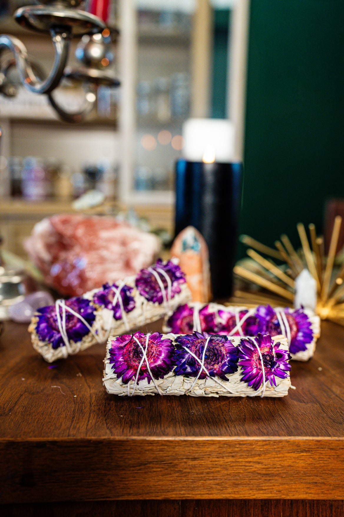 Purple Strawflower and White Sage Bundle