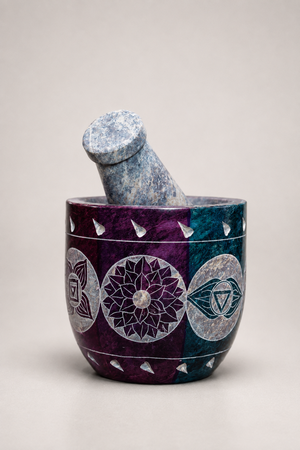 Chakra Soapstone Mortar and Pestle