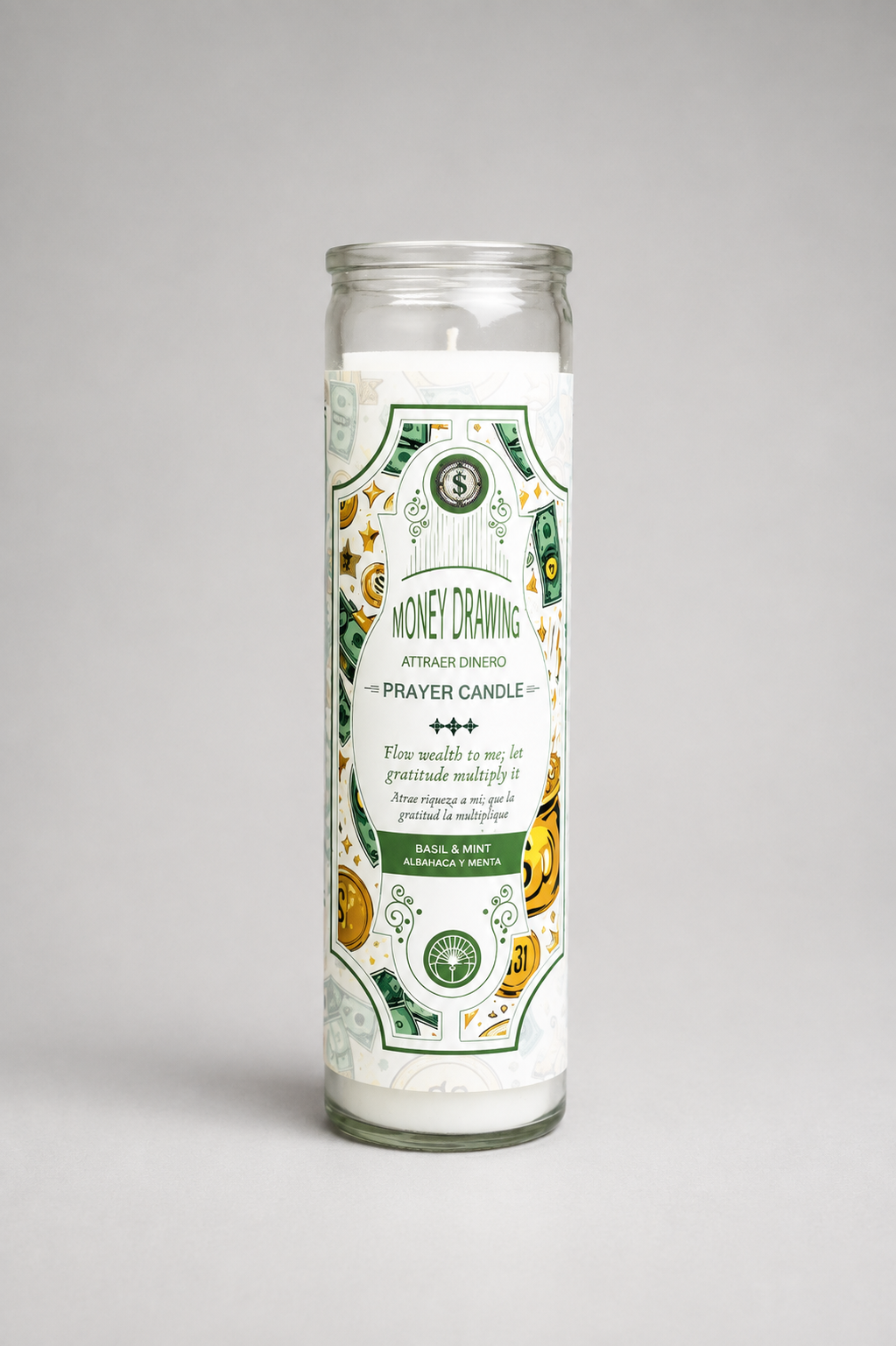 Money Drawing Prayer Candle