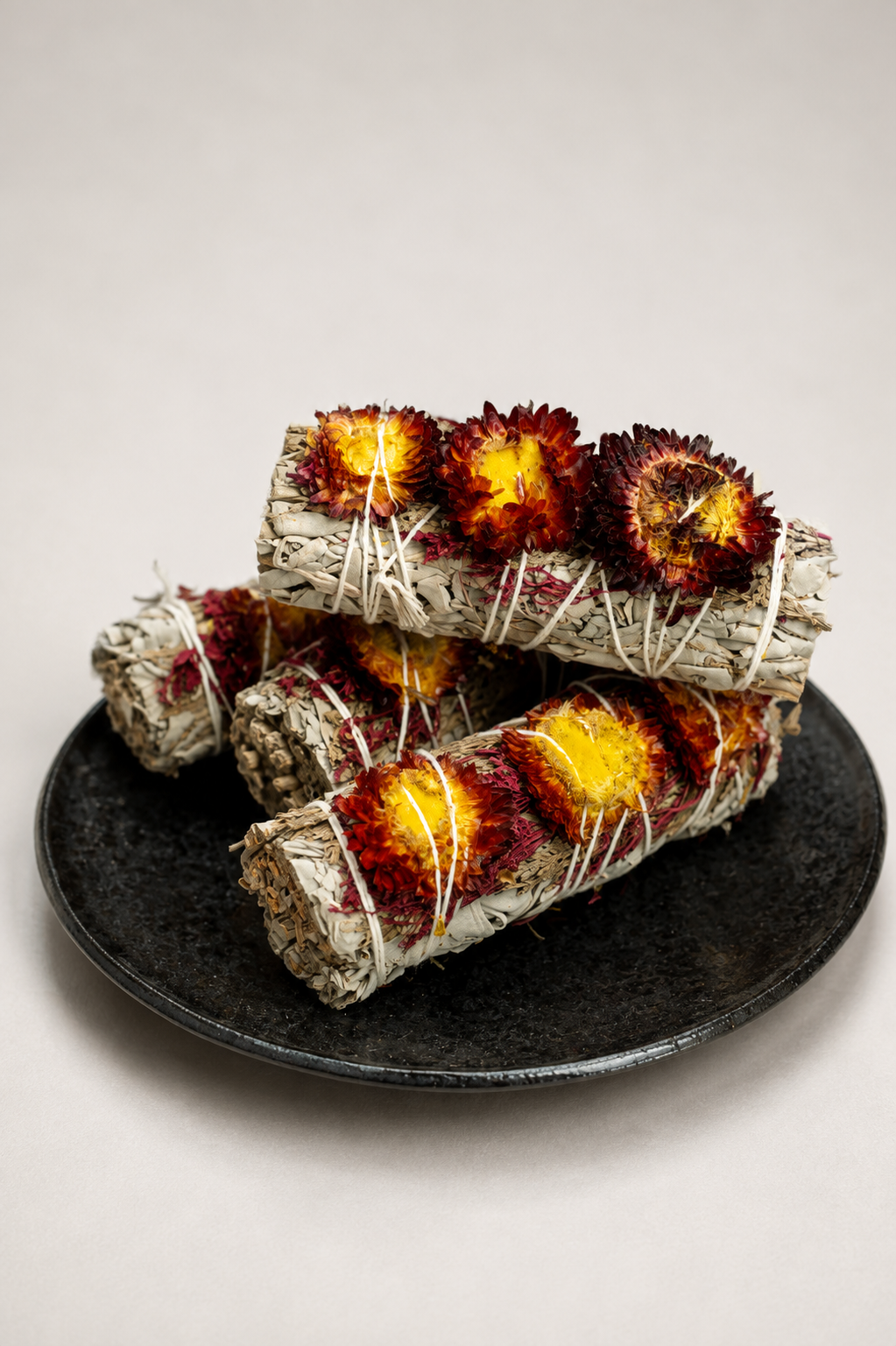 Orange Strawflower, Cedar, and White Sage Bundle
