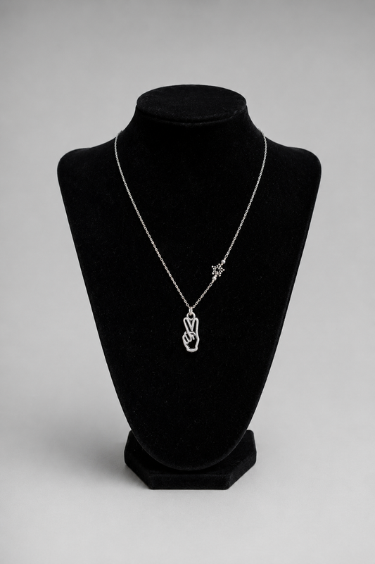 Flat Peace Finger Sterling Silver