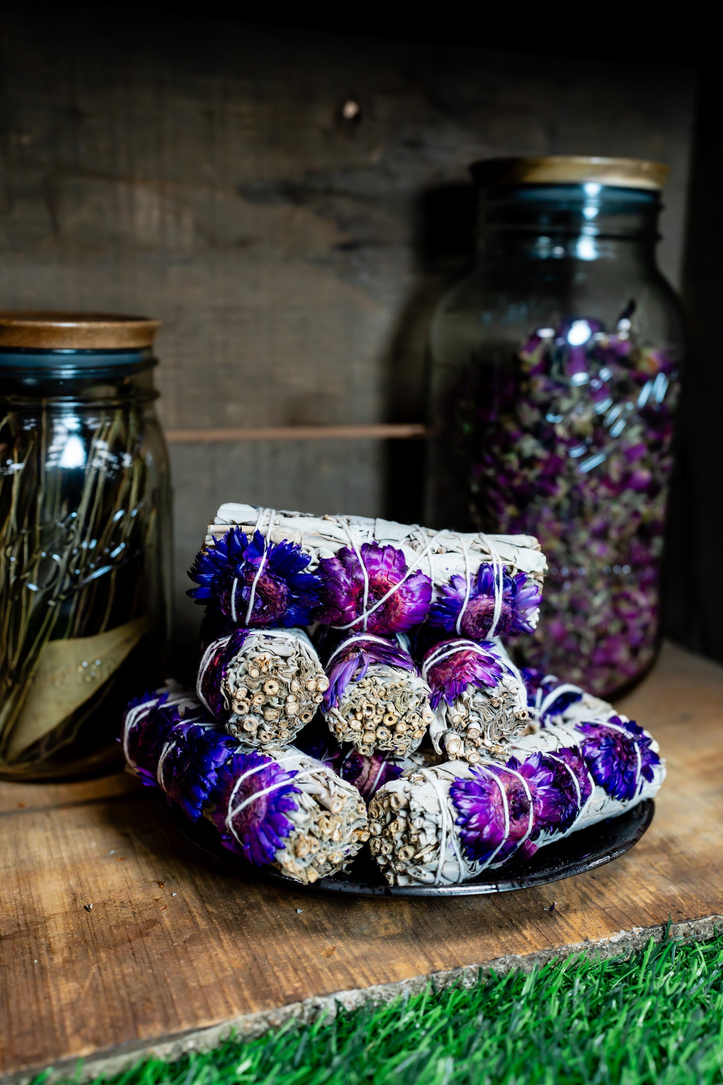 Purple Strawflower and White Sage Bundle