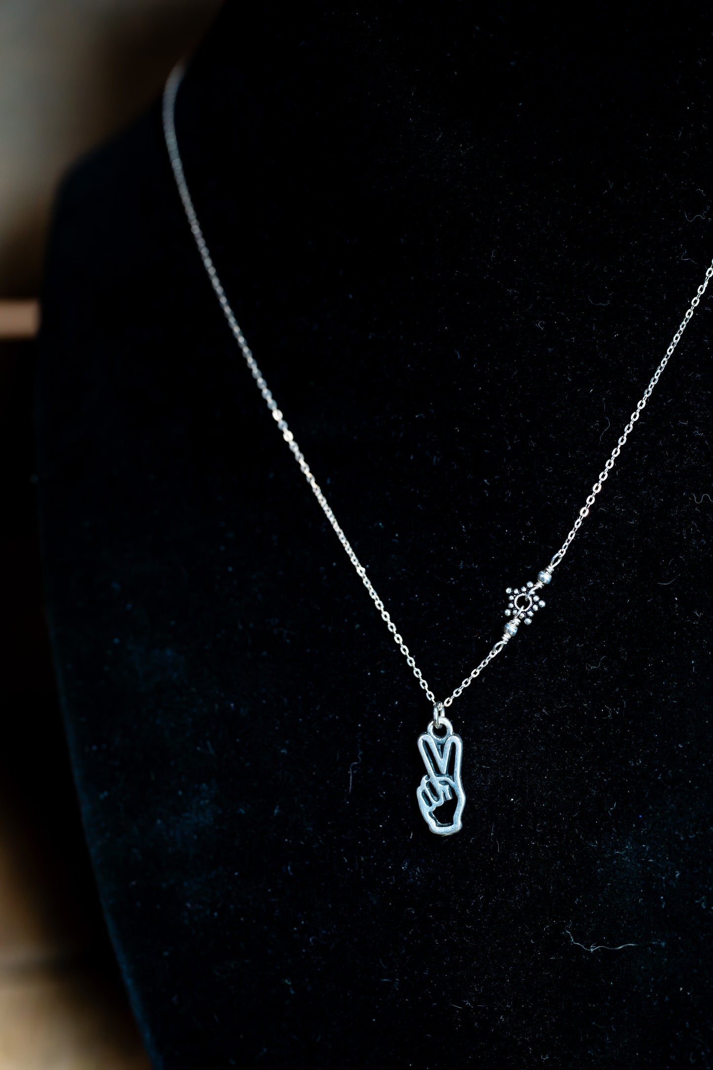 Flat Peace Finger Sterling Silver