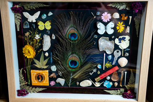Peacock Feather Flat Lay Trinket Frame